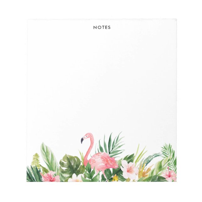 Bloc De Notas Acuarela Hojas Tropicales Flamingo Notepad (Frente)