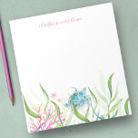 Bloc De Notas Acuarela Mar Turtle Beach Stationery Notepad<br><div class="desc">Cuesta y costera, esta papelería tropical muestra las palabras "Prefiero estar bajo el mar" en tipografía de escritura rosa. Se puede personalizar con el nombre de su familia o monograma en una tipografía escrita a mano con letras. Este bloc de notas está diseñado usando una réplica de mi original tortuga...</div>