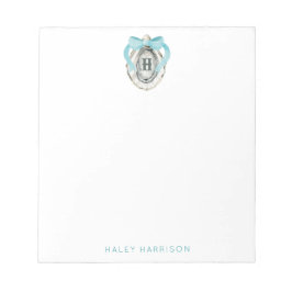 Bloc De Notas Acuarela Monograma Ostión de Oso Azul Costero