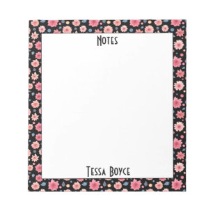 Bloc De Notas Acuarela Monogramada Floral Cute Girly Feminine