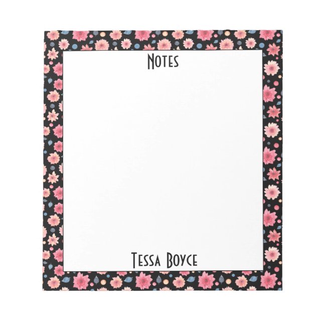 Bloc De Notas Acuarela Monogramada Floral Cute Girly Feminine (Frente)