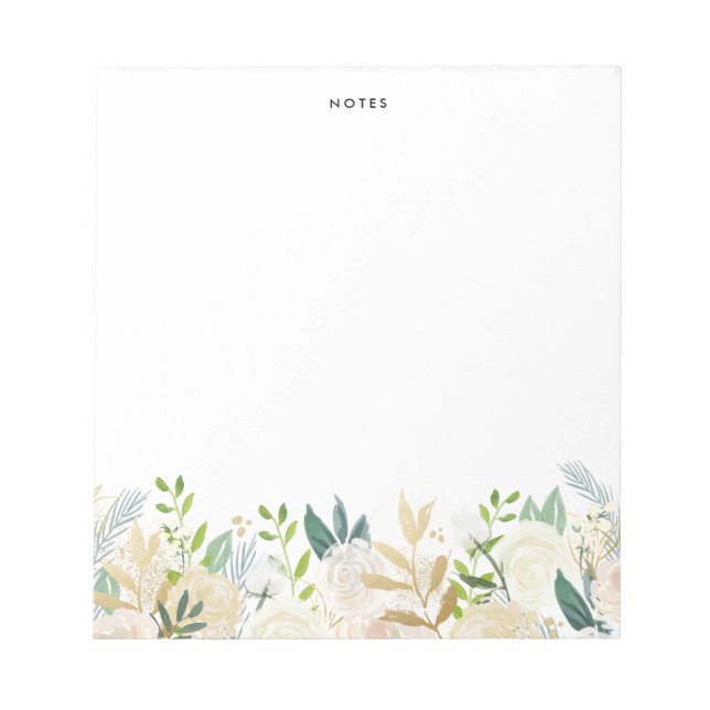 Bloc De Notas Acuarela Pale Peonies Relieve metalizado dorado Pe (Frente)