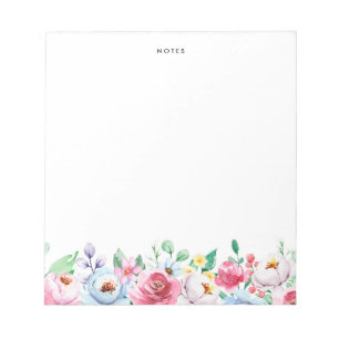 Bloc De Notas Acuarela Pastel Rosa y Blue Peonies Garland