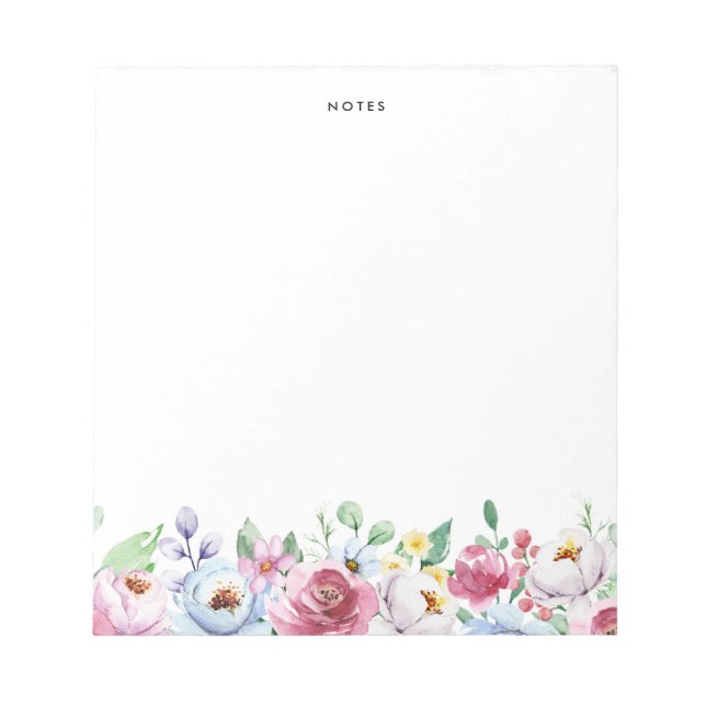 Bloc De Notas Acuarela Pastel Rosa y Blue Peonies Garland (Frente)