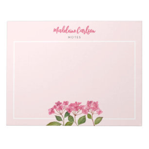 Bloc De Notas Acuarela Pink Hydrangea Lacecaps Ilustracion
