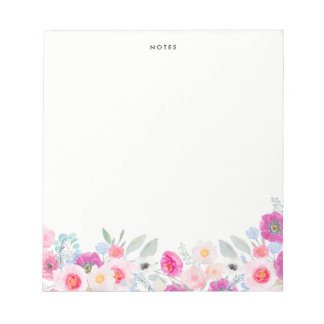 Bloc De Notas Acuarela Pink y Purple Anemones Garland Floral