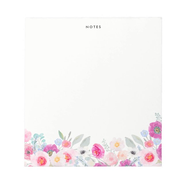 Bloc De Notas Acuarela Pink y Purple Anemones Garland Floral (Frente)