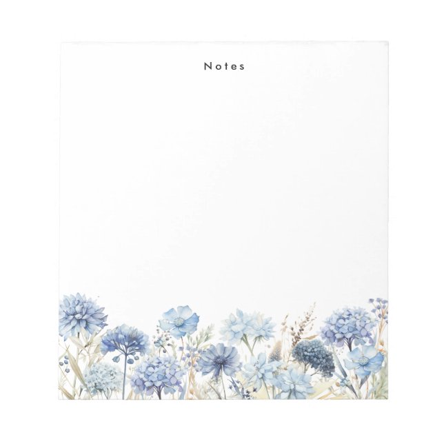Bloc De Notas Acuarela Polvo Azul Hidrangeas Personalizado (Frente)
