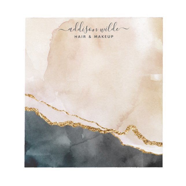 Bloc De Notas Acuarela Rosada Black Gold Marble Business (Frente)