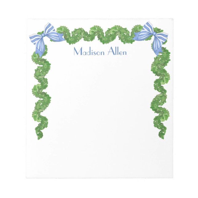 Bloc De Notas Acuarela Topiary Bow Garland Notepad (Frente)