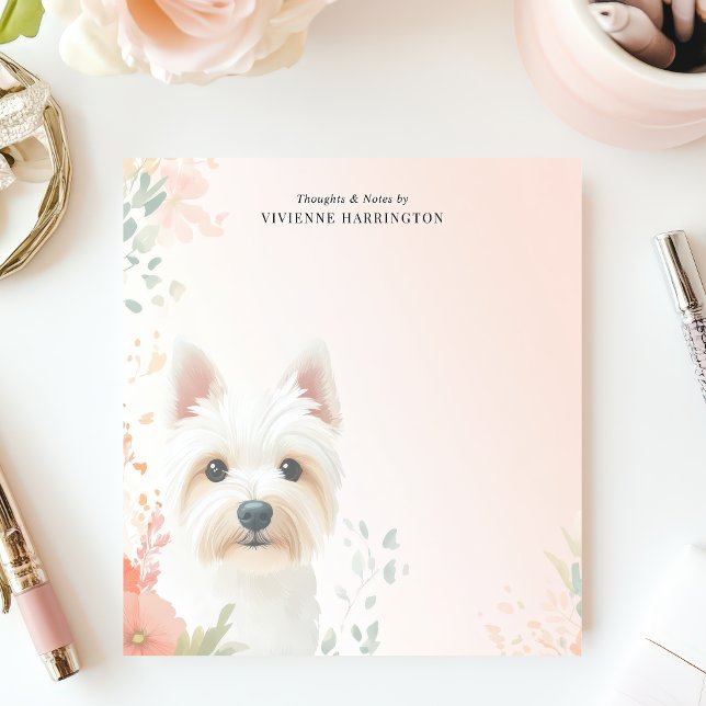 Bloc De Notas Acuarela Westie Floral personalizada (Subido por el creador)