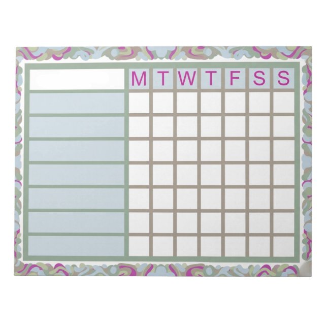 Bloc De Notas ADHD  Productivity Planner Weekly Checklist (Frente)