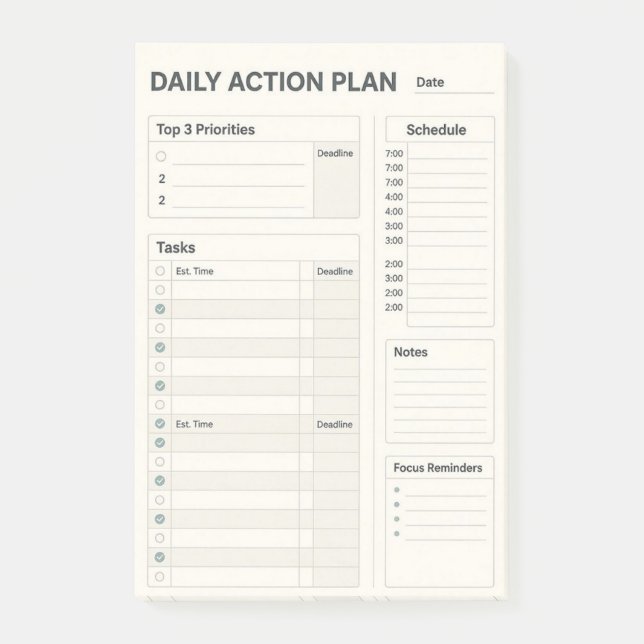 Bloc de notas adhesivas de Plan Diario (Anverso)