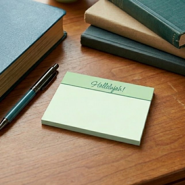 Bloc de notas adhesivas verde Hallelujah cristiano (Christian Hallelujah Sticky Notepad Green)