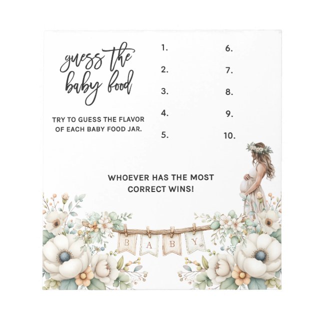 Bloc De Notas Adivina la comida para bebés Juego de Baby Shower (Frente)