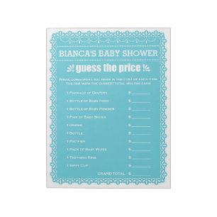 Bloc De Notas Adivinen El Precio Papel Azul Picado Baby Shower
