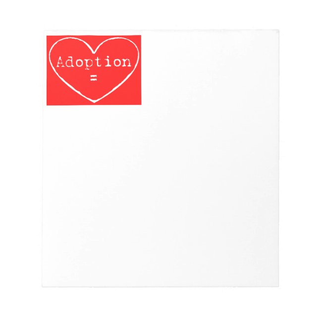Bloc De Notas Adopción = Amor Blanco en Rojo (Frente)