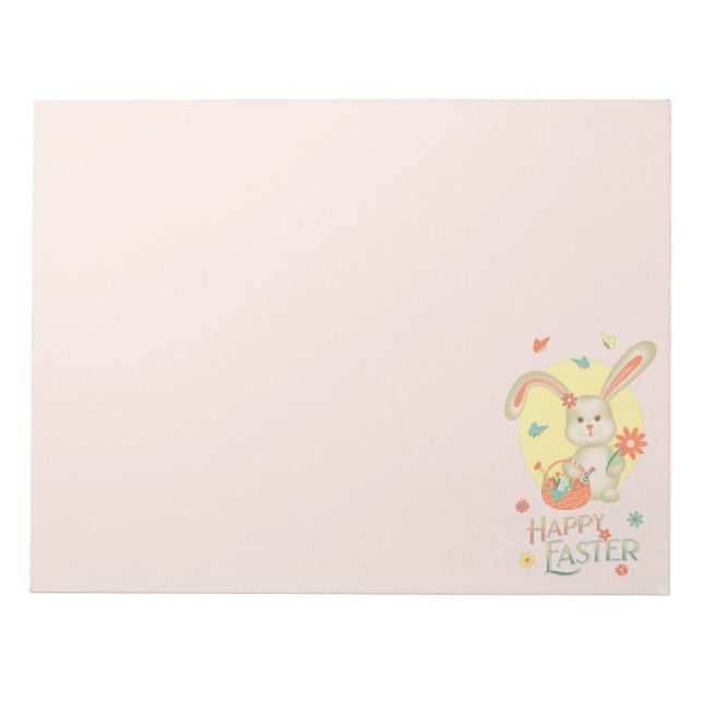Bloc De Notas Adorable Bunny Happy Easter Rubor Pink (Frente)
