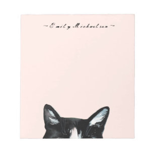 Bloc De Notas Adorable Curioso Peeking Cat y Añadir nombre