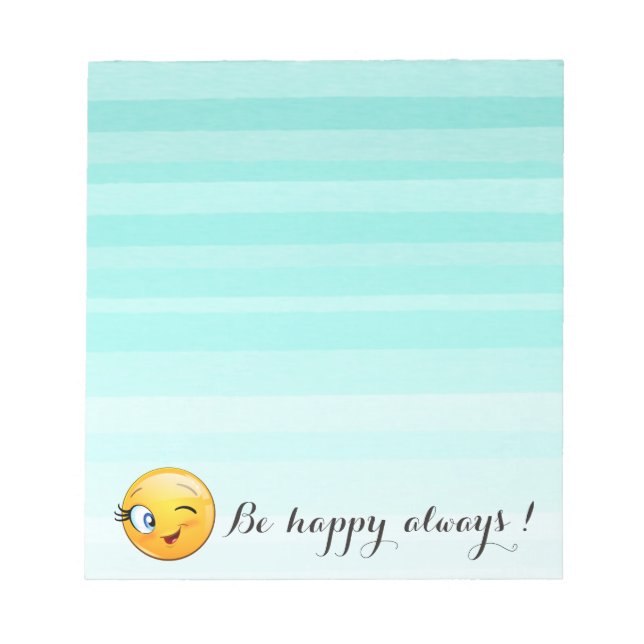 Bloc De Notas Adorable Emoji Winking Face-Be feliz siempre (Frente)
