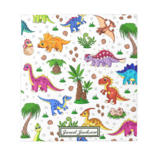 Bloc De Notas Adorable Fun Colorful Seamless Pattern Dinosaur