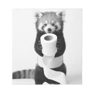 Bloc De Notas Adorable Panda Rojo Sosteniendo Papel Higiénico Mi