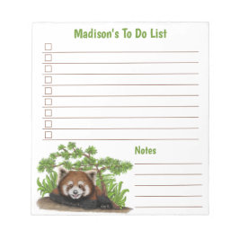 Bloc De Notas Adorable Red Panda Kids Personalizado Para Hacer L
