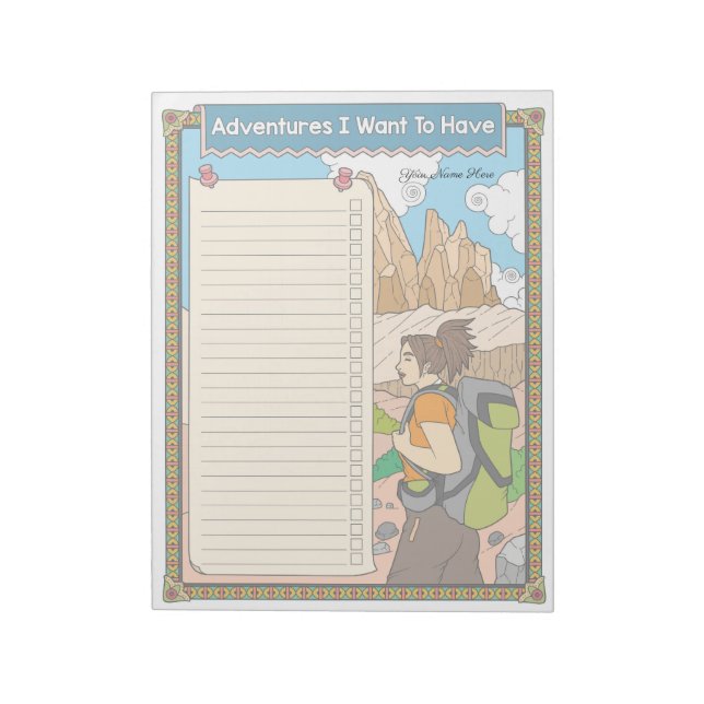 Bloc De Notas Adventures To Do List Personalizado Notepad (Lado Izquierdo)