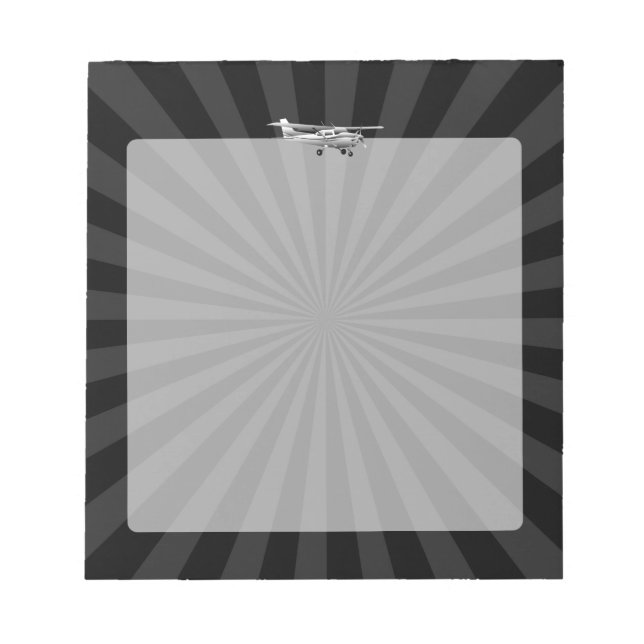 Bloc De Notas Aeronave Clásica Cessna Silueta Explosión de Sol (Frente)