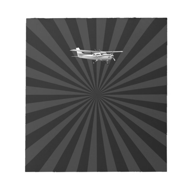 Bloc De Notas Aeronave Clásico Cessna Silueta Explosión Solar (Frente)