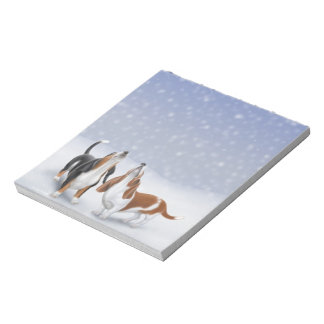 Bloc De Notas Afeitando la nieve de invierno de Basset Hounds