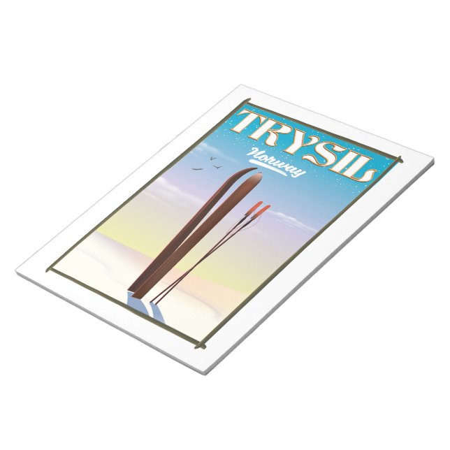 Bloc De Notas Afiche de viaje de esquí de Trysil Noruega (Lado Derecho)