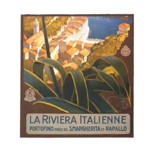 Bloc De Notas Afiche de viaje de la Riviera Italiana Europa Ital