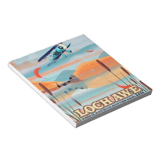 Bloc De Notas Afiche de viaje de Loch Awe Scotland (Lado Derecho)