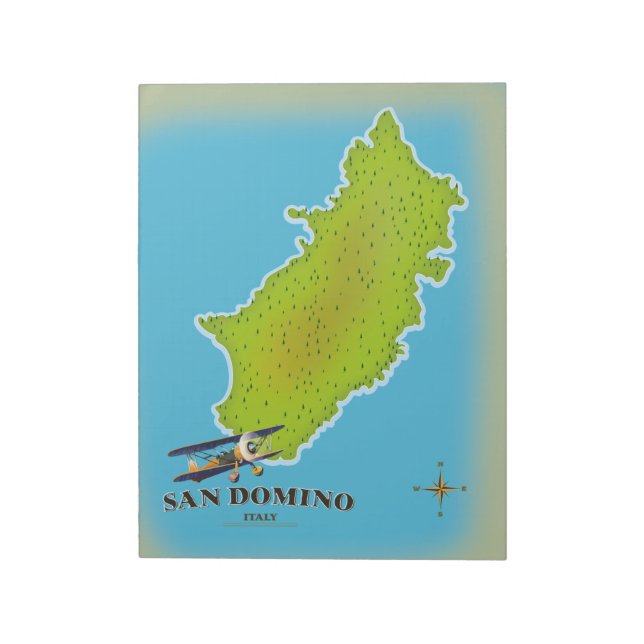 Bloc De Notas Afiche de viaje del mapa de Elba Italia (Lado Izquierdo)
