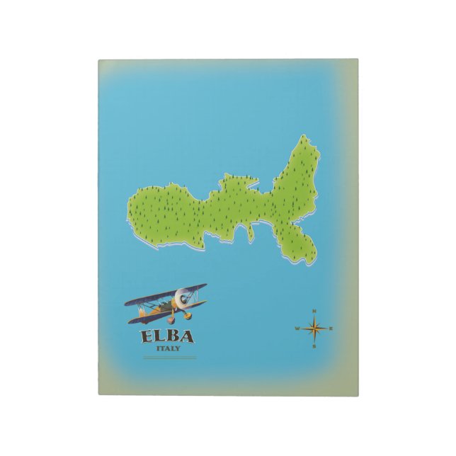 Bloc De Notas Afiche de viaje del mapa de Elba Italia (Lado Izquierdo)