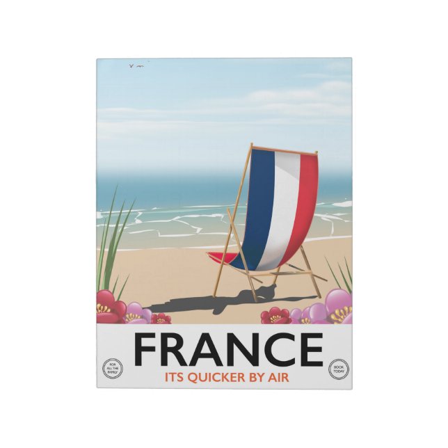 Bloc De Notas Afiche de viajes a la playa de Francia. (Lado Izquierdo)