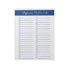 Bloc De Notas Agenda Azul Marino Vertical 8.5x11 Dos Columnas