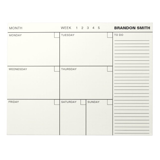 Bloc De Notas Agenda de planificación semanal personalizada mini (Frente)