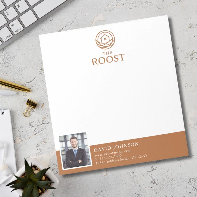 Bloc De Notas Agente Inmobiliario Logo de Foto Profesional Moder (Real Estate Agent Modern Professional Photo Logo Notepad)