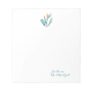 Bloc De Notas Agradecimiento de Boda Floral Tropical Acuarela
