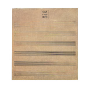 Bloc De Notas Agrega tu logo Música en blanco vintage 6 pentagra