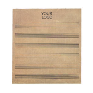 Bloc De Notas Agrega tu logo Música en blanco vintage 6 pentagra