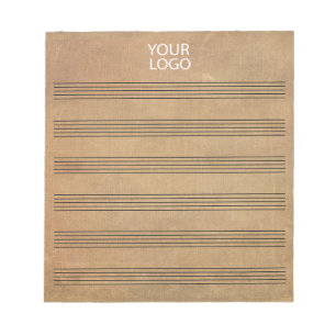 Bloc De Notas Agrega tu logo Música en blanco vintage 6 pentagra