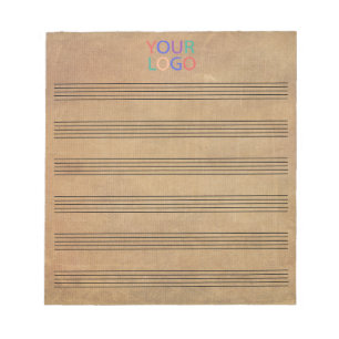 Bloc De Notas Agrega tu logo Música en blanco vintage 6 pentagra
