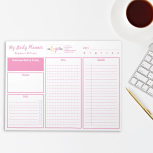 Bloc De Notas Agregar logotipo personalizado sin fecha de Pink
