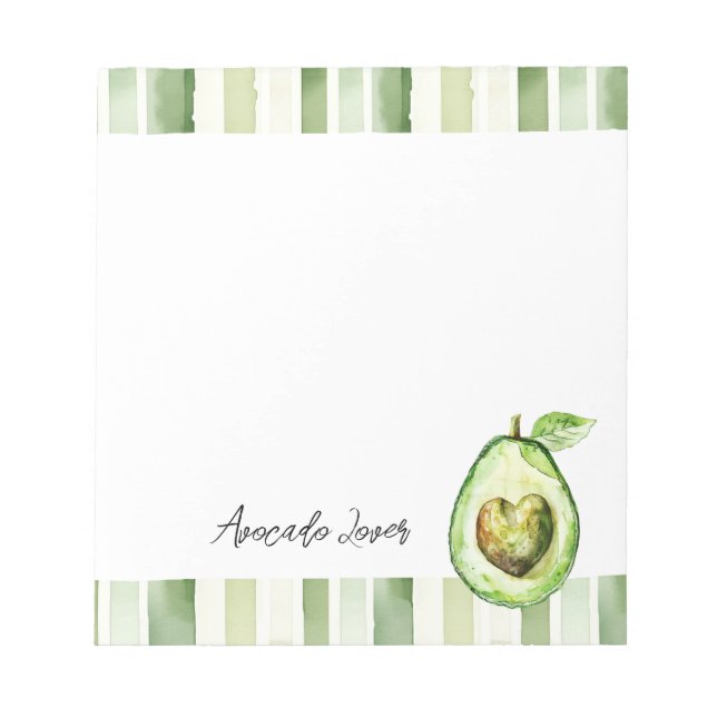 Bloc De Notas Aguacate Corazón Rayas Verdes (Frente)