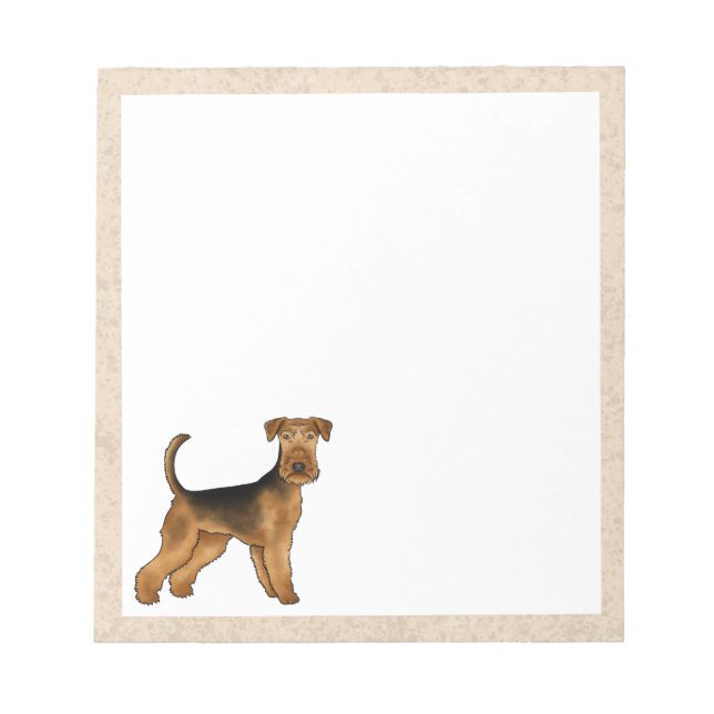Bloc De Notas Airedale Terrier Cute Cartoon Ilustracion Perro (Frente)
