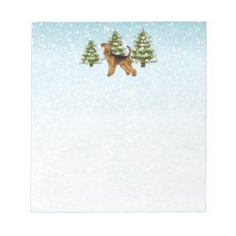 Bloc De Notas Airedale Terrier Perro Bosque Nevado Invernal Fest