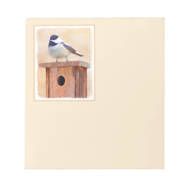 Bloc De Notas Ajedrez sobre pintura de aves original (Frente)